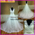 Beautiful lace A-line wedding dress with beaded belt